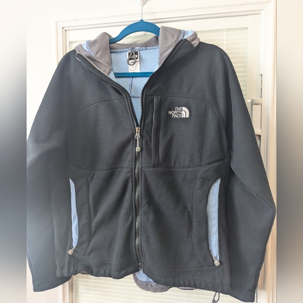 The North Face Black Windfall Hooded Fleece Waffle Lined Coat Jacket Medium